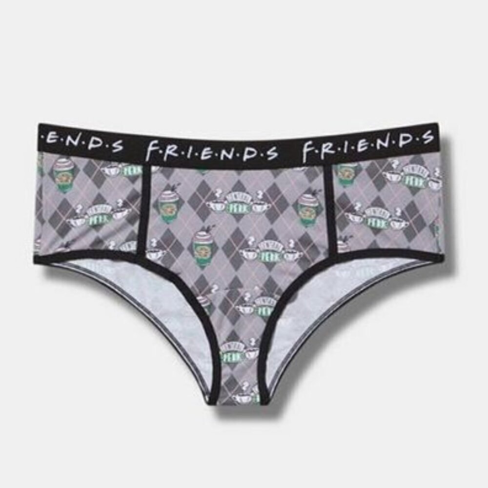 Torrid - Friends Central Perk Mid Rise Cotton Cheeky Panty in Black & Grey​​​​​​